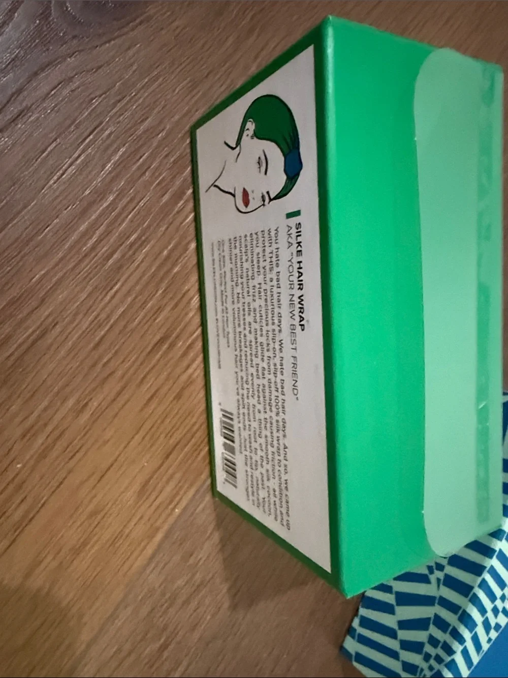 SILKE London Silk Hair Wrap - Green & Blue Patterned Box